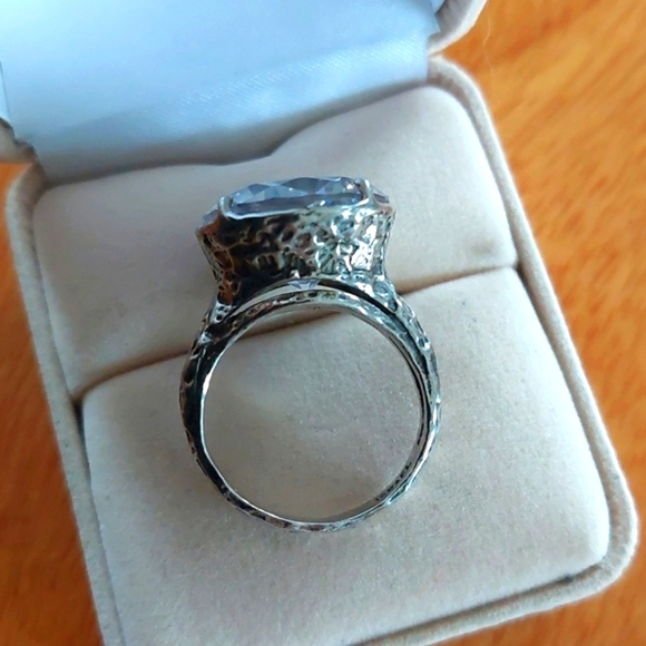 Israel Sterling SILVER 925 Huge 12 Ct Solitaire CZ Ring Wow!! Size 8 - Picture 5 of 8